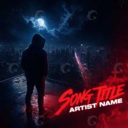 Portada para canción «Red Street»: calle y edificio; color rojo