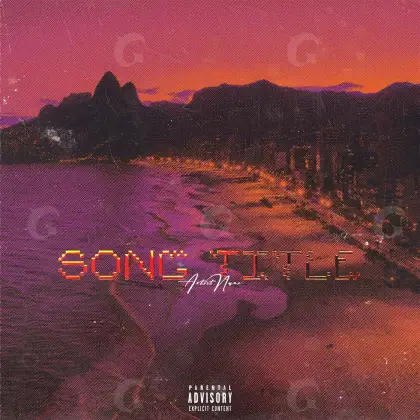 Arte de portada musical «Red Sun»: sol y montaña; color rojo