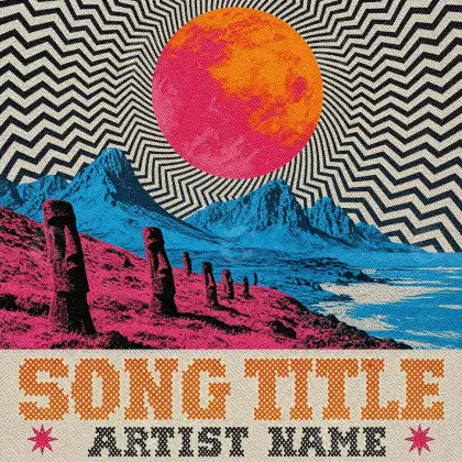 Music cover artwork “Red Sun”: sun and mountain, red tones