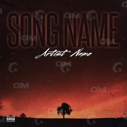 Music cover artwork “Red Sun”: sun and tree, red tones