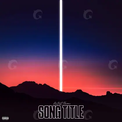 Portada para canción «Red Sun»: sol y montaña; color rojo
