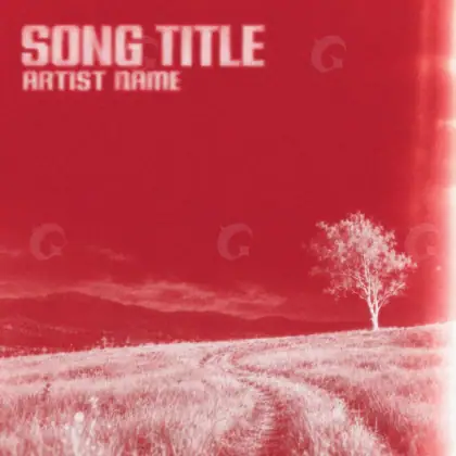 Arte de portada musical «Red Tree»: árbol y nieve; color rojo