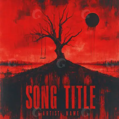 Обложка для альбома «Red Tree»: дерево и круг; палитра — красная