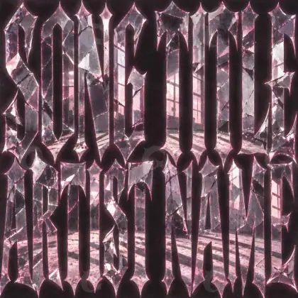 Arte de portada musical «Red Window»: ventana y metal; color rojo