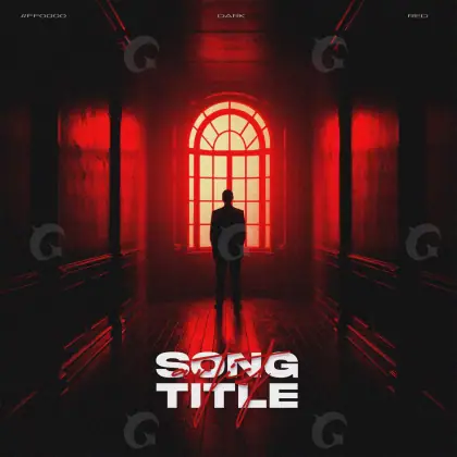 Готовая обложка для трека «Red Window»: окно и парень; палитра — красная