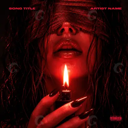 Arte de portada musical «Red Woman»: mujer y fuego; color rojo