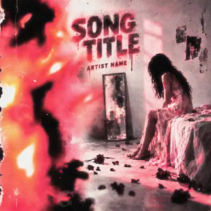 Music cover artwork “Red Woman”: woman and mirror, red tones