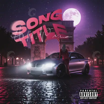 Arte de portada musical «Red Woman»: mujer y coche; color rojo