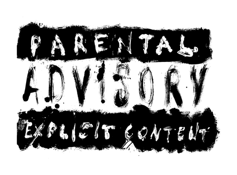 Parental Advisory: Grunge brush, black Parental Advisory “Parental Advisory Explicit Content” logo — Grunge brush, black version, PNG with a transparent background (explicit content label for cover art)