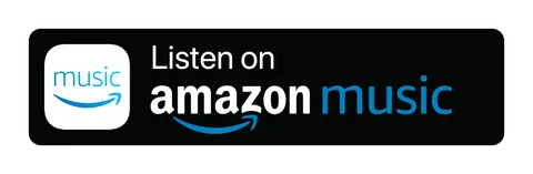 Плашка «Слушайте на» Amazon Music (Amazon Music) — чёрная версия, PNG с прозрачным фоном