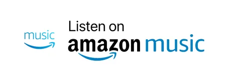 Плашка «Слушайте на» Amazon Music (Amazon Music) — белая версия, PNG с прозрачным фоном