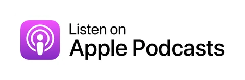 Плашка «Слушайте на» Apple Podcasts (Apple Podcasts) — белая версия, PNG с прозрачным фоном