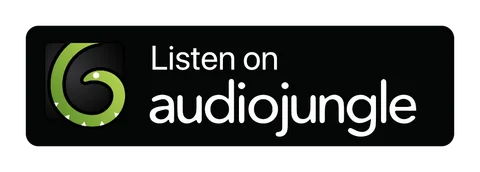 Плашка «Слушайте на» AudioJungle (AudioJungle) — чёрная версия, PNG с прозрачным фоном