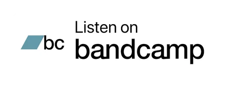 Плашка «Слушайте на» Bandcamp (Bandcamp) — белая версия, PNG с прозрачным фоном