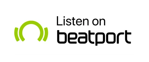 Плашка «Слушайте на» Beatport (Beatport) — белая версия, PNG с прозрачным фоном