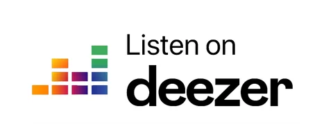 Плашка «Слушайте на» Deezer (Deezer) — белая версия, PNG с прозрачным фоном