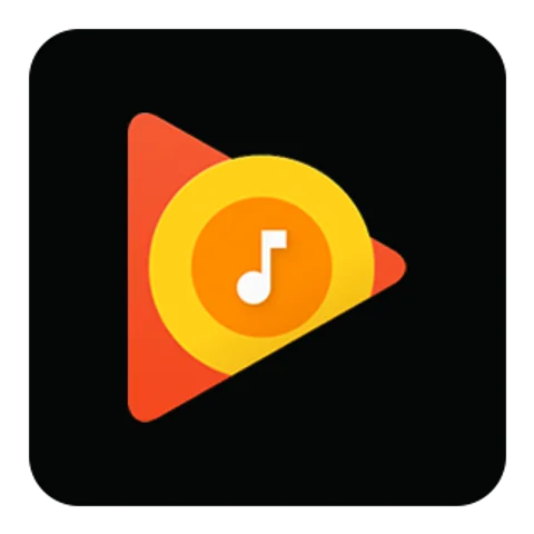 Значок Google Play Music (Google Play Music) — чёрная версия, PNG с прозрачным фоном