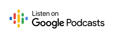 Плашка «Слушайте на» Google Podcasts (Google Podcasts) — белая версия, PNG с прозрачным фоном
