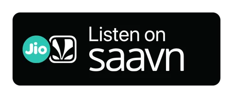Плашка «Слушайте на» JioSaavn (JioSaavn) — чёрная версия, PNG с прозрачным фоном