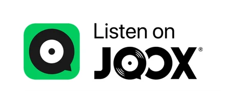Плашка «Слушайте на» JOOX (JOOX) — белая версия, PNG с прозрачным фоном