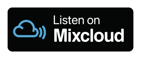 Плашка «Слушайте на» Mixcloud (Mixcloud) — чёрная версия, PNG с прозрачным фоном