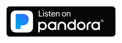 Плашка «Слушайте на» Pandora (Pandora) — чёрная версия, PNG с прозрачным фоном