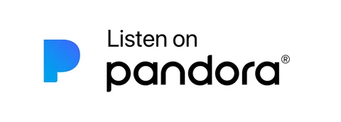 Плашка «Слушайте на» Pandora (Pandora) — белая версия, PNG с прозрачным фоном