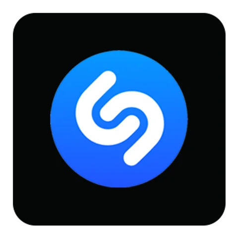 Значок Shazam (Shazam) — чёрная версия, PNG с прозрачным фоном