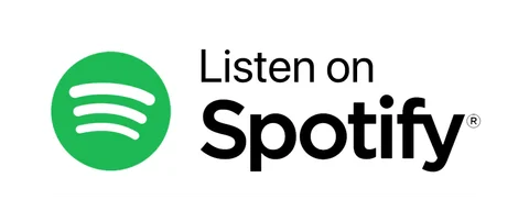 Плашка «Слушайте на» Spotify (Spotify) — белая версия, PNG с прозрачным фоном
