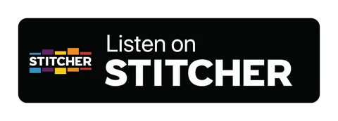 Плашка «Слушайте на» Stitcher (Stitcher) — чёрная версия, PNG с прозрачным фоном