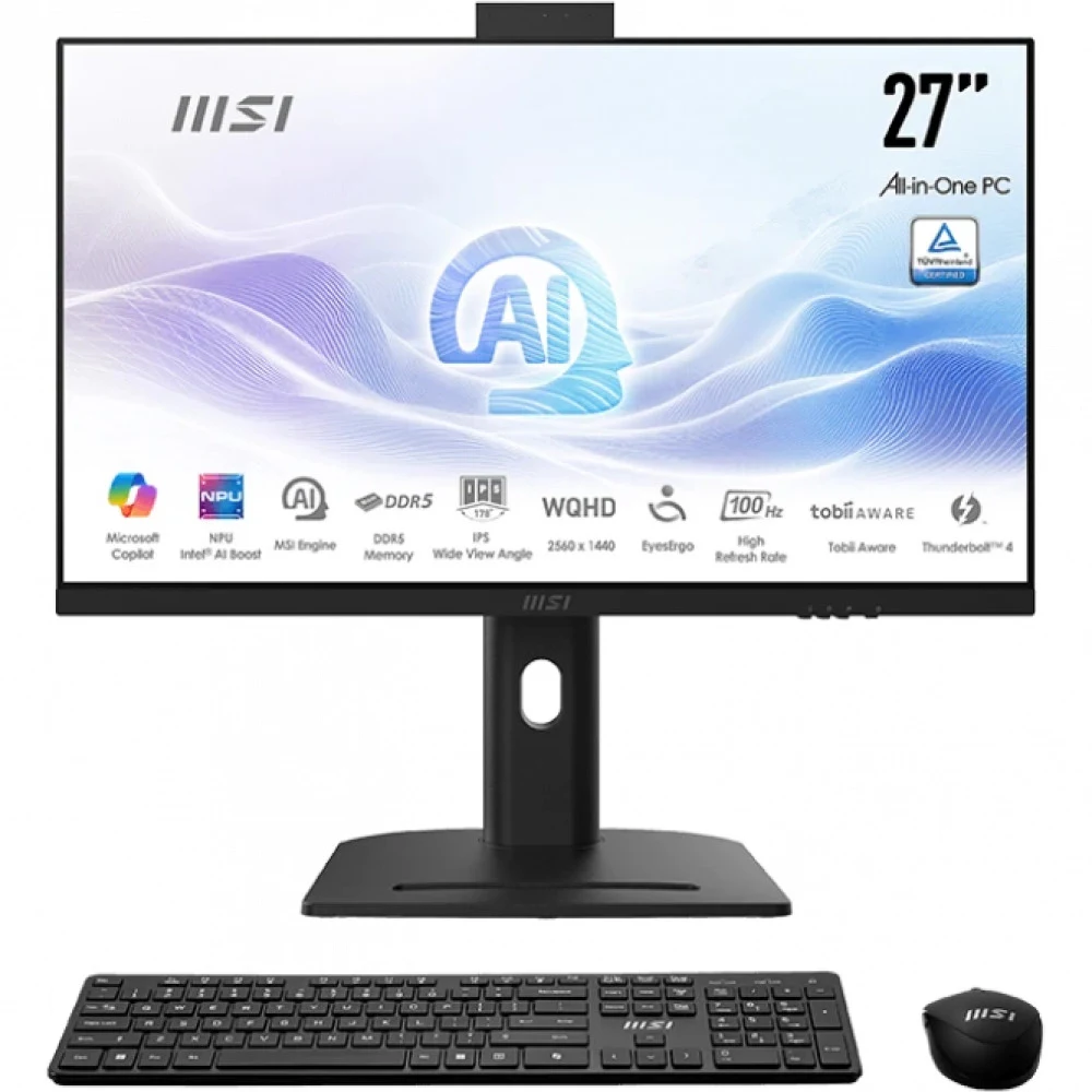 Моноблок MSI Modern AM273QP AI AiO 27" WQHD (2560x1440)IPS AG Non-touch, Core Ultra i5-125U (1.3GHz), 16Gb DDR5(2*8GB), 512GB SSD M.2, Intel UHD, WiFi, BT, camera, WirelessKB&mouse Eng/Rus, No OS,1y
