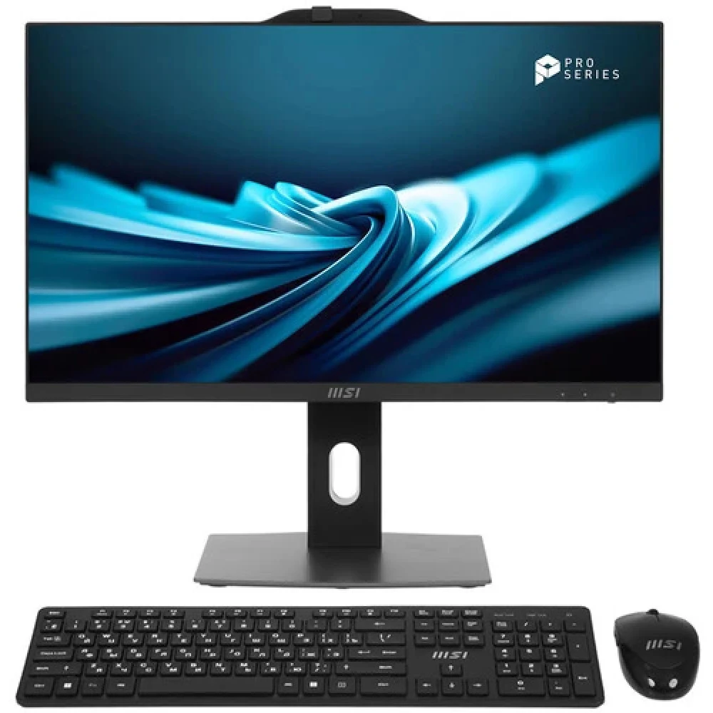 Моноблок/ MSI PRO AP242P 14M-670XRU 23.8"(1920x1080 IPS)/Intel Core i3 14100(3.5Ghz)/8192Mb/512PCISSDGb/noDVD/Int:Intel UHD Graphics 730/Cam/BT/WiFi/-/war 1y/4.63kg/Black/DOS + Wireless KB+M