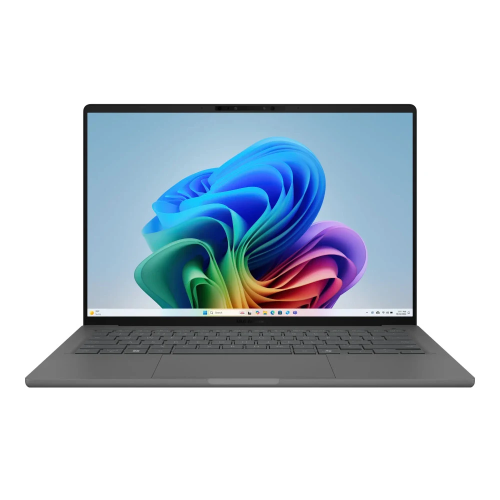 Ноутбук, ASUS, Zenbook A14 UX3407QA-QD215W, 90NB1502-M00MN0, 14", FHD+ 1920x1200, OLED, 60Hz, Snapdragon X, 16GB LPDDR5X, 512GB SSD M.2, Qualcomm Adreno GPU, Windows 11 Home, Серый