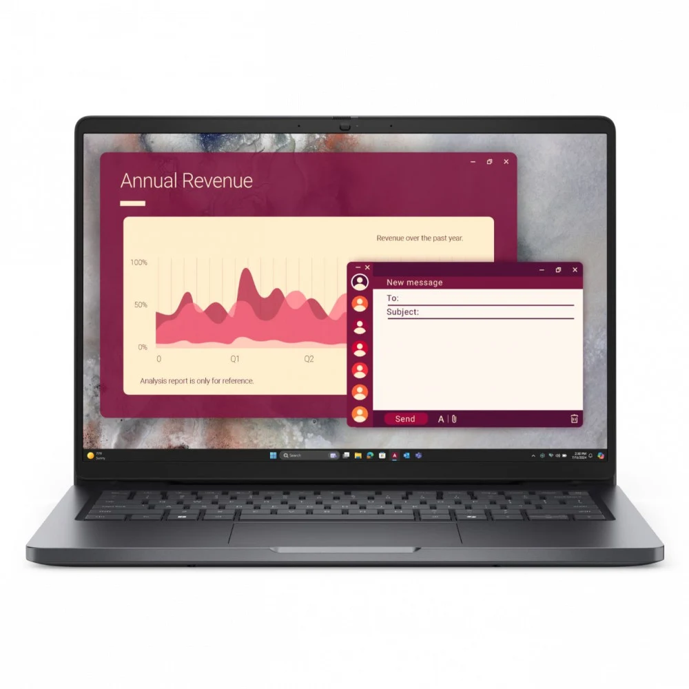 Ноутбук Dell/Pro 14 PC14250/3г/Core Ultra 7/265U/2,1 GHz/16 Gb/SSD/512 Gb/No ODD/Graphics/integrated/14 ''/1920x1200/Windows 11/Pro/Fingerprint Reader BTO109_PC14250_EMEA_210-BQHF