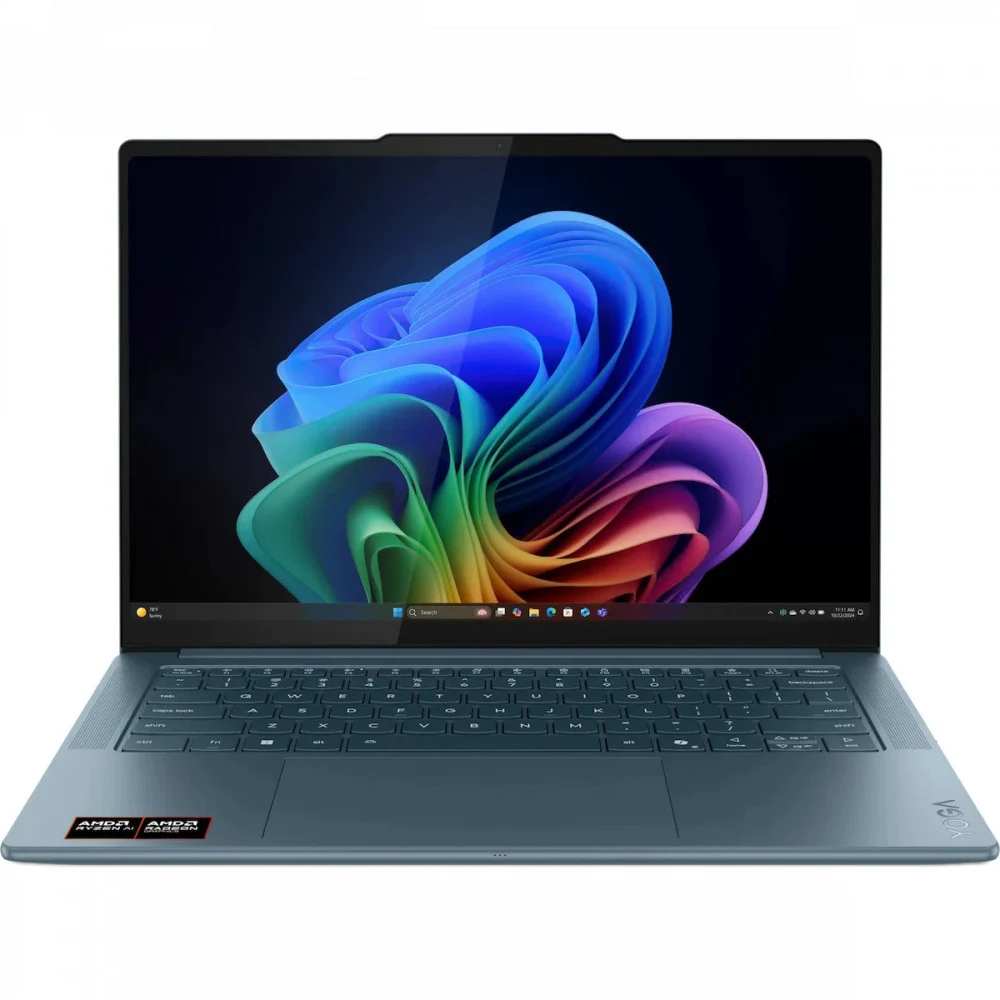 Ноутбук/ Lenovo Yoga Pro 7 14AKP10 14.5"(2944x1840 OLED)/AMD Ryzen AI 7 350(2Ghz)/32768Mb/1024PCISSDGb/noDVD/Int:AMD Radeon 860M/Cam/BT/WiFi/84WHr/war 1y/1.54kg/tidal teal/noOS + 100W, RU kbd