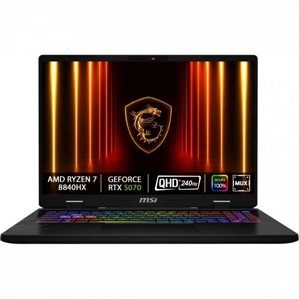 Ноутбук MSI Crosshair A16 HX D8WGKG AMD Ryzen 7 8840HX 16" 16:10 QHD+(2560 x 1600),240Hz,IPS,DDR5 32GB (16GB*2),1TB SSD,NV RTX 5070 (8GB GDDR7),90Whr,2.5kg,1y,Dos,Cosmos Gray