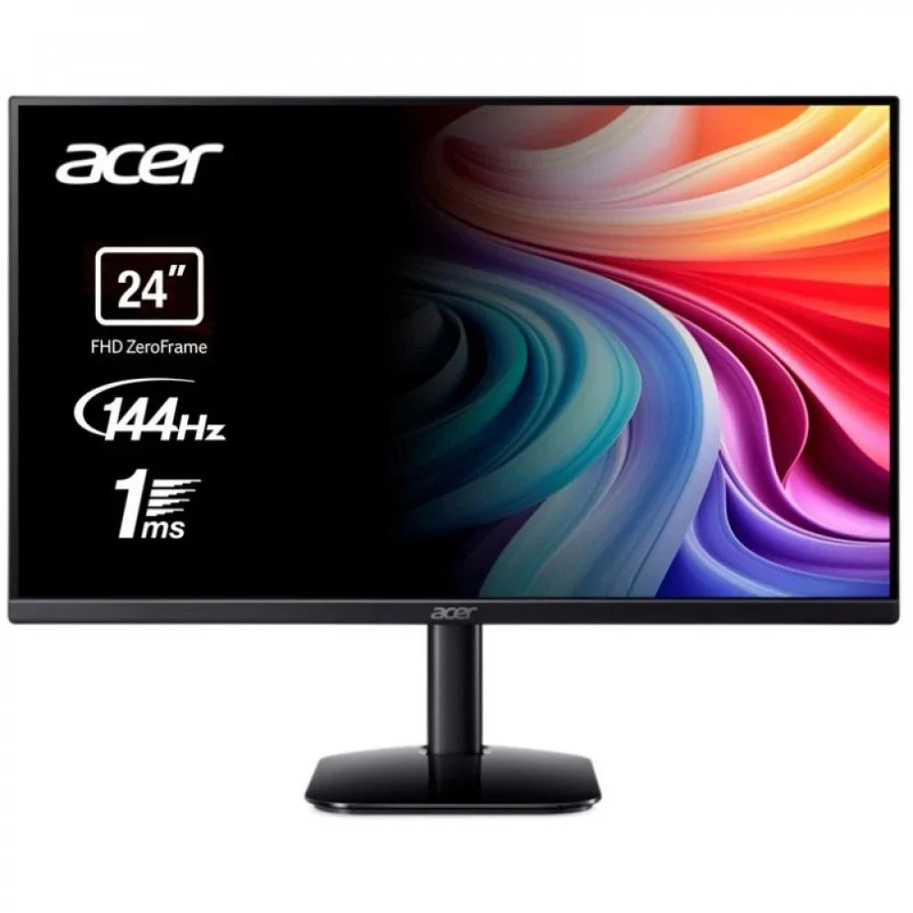 Монитор Acer KA242YP0bi (KA2 Series) 23.8" (60 см) / 1920×1080 Full HD / VA / ZeroFrame / 144Hz / 4 мс (GTG), 1 мс (VRB) / 250 кд/м² / 1× VGA + 1× HDMI 1.4 / FreeSync / 99% sRGB / Черный корпус / в
