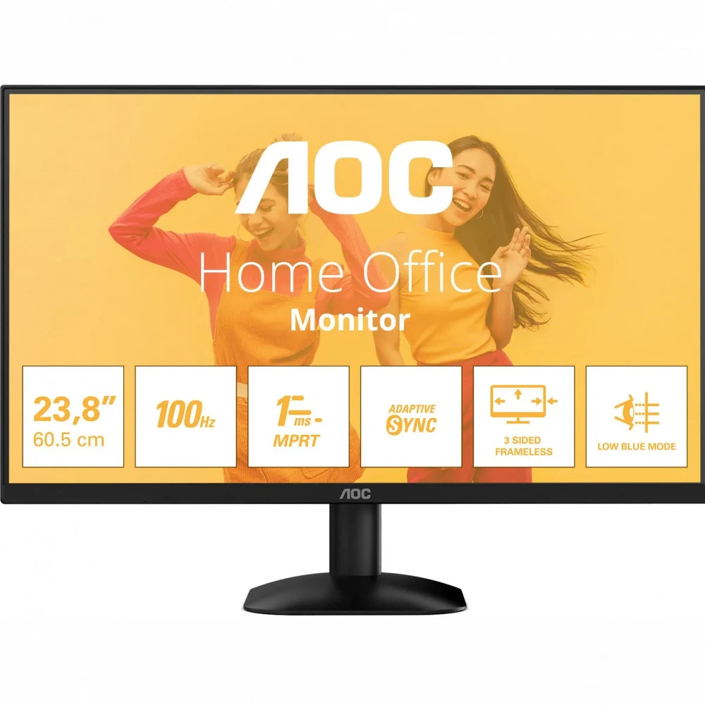 Монитор 23.8" AOC 24B35HM2 VA, 1920x1080, 100Hz, 4ms, 250сd/m, 4000:1 | VGA , HDMI(1.4) | ExPSU, Vesa 100, Black