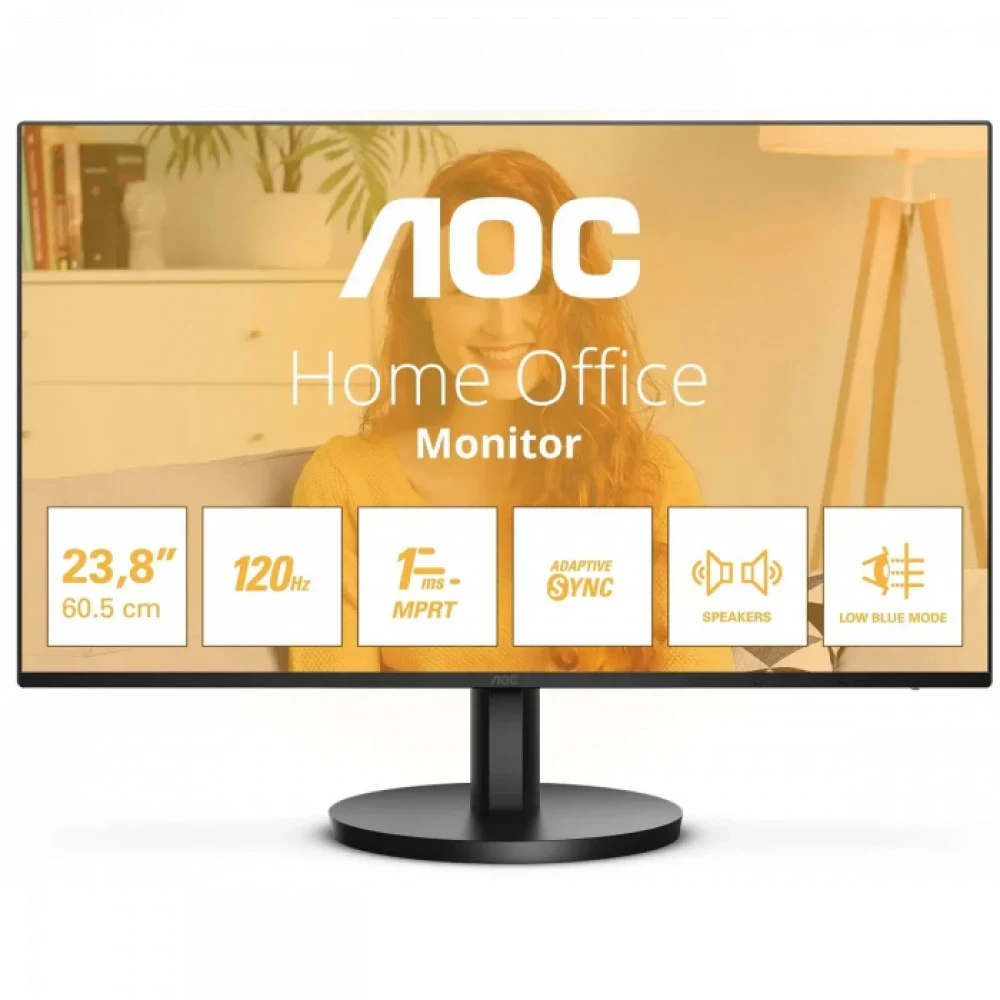 Монитор AOC 24B3QA2/01 IPS 23.8" 16:9 FHD(1920x1080x120Hz),300cd/m2,1500:1,20M:1,178/178,4ms,DP,VGA,HDMI,2x2W,Black