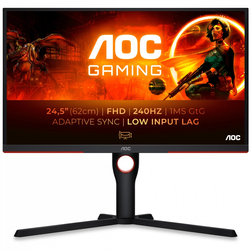 Монитор Игровой с Частотой 240 Герц 24,5" AOC 25G3ZM/BK VA 1920x1080 240Hz 1ms 300cdm 3000:1 80M:1 Угол обзора 178/178 2xHDMI DP Черный