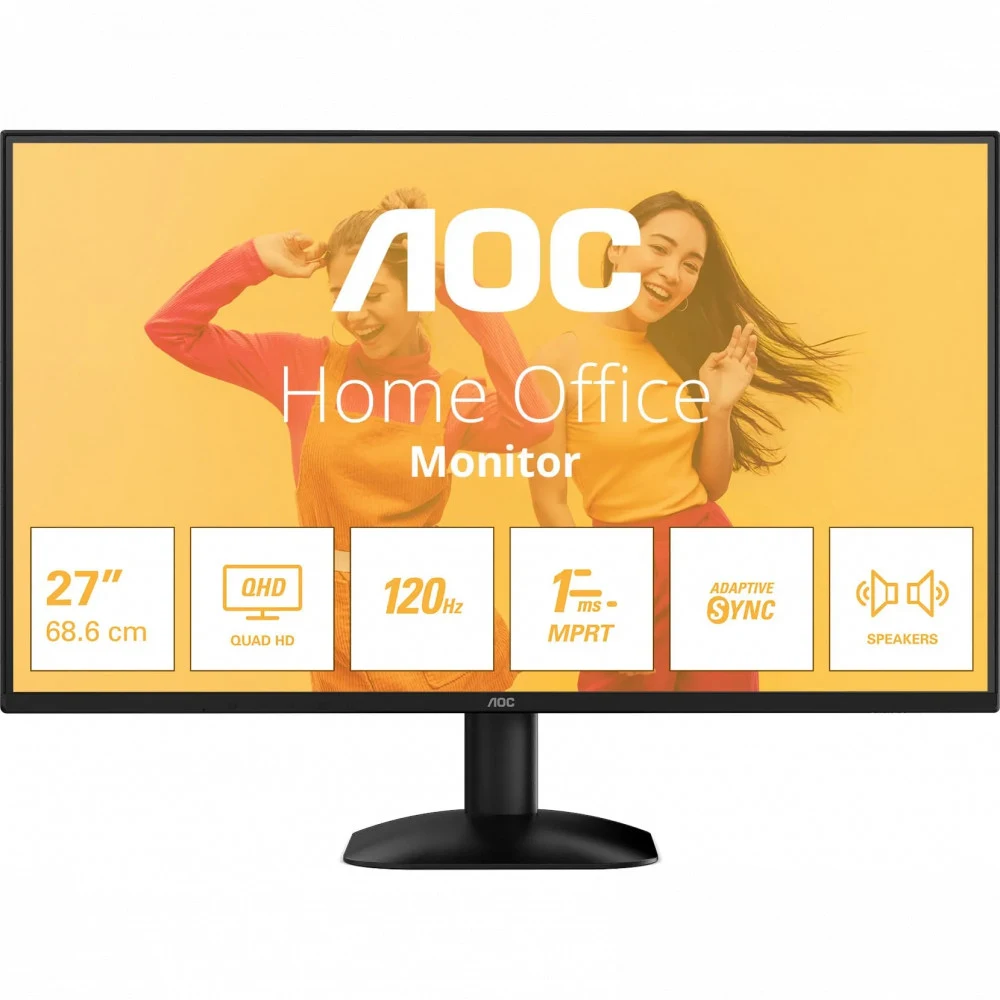 Монитор 27" AOC Q27B35S3/01, Black, IPS, 2560x1440@120Hz, 300кд/м, 1500:1, 1ms, HDMI, DP