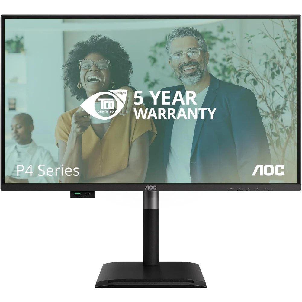 Монитор 27" AOC 2560x1440 WLED 16:9 IPS 350cd, 1500:1, 50M:1, 4ms, 178°/178°, HDMI, DP, USB hub: 4*USB3.2, 3*USB-C, RJ45, 120Hz, Speakers, Tilt, Height, Swivel, Pivot, VESA, Black, 3y