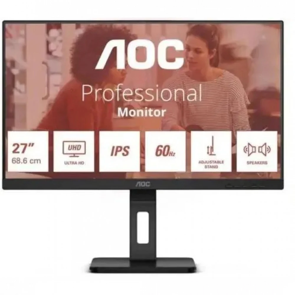 МОНИТОР 27" AOC U27E3UF Black с поворотом экрана (4K, IPS, 3840x2160, 4 ms, 178°/178°, 350 cd/m, 1000:1, +2xHDMI 2.0)