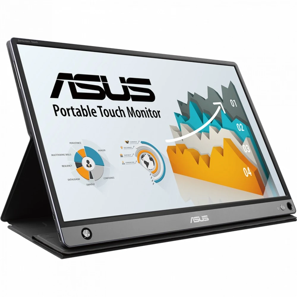 ASUS ZenScreen Touch MB16AMT, 15,6" IPS портативный монитор с интерфейсом USB-C, Full HD (1920x1080), 10-пальцевый сенсорный интерфейс, аккумулятор (до 4 часов автономной работы), micro-HDMI, складн