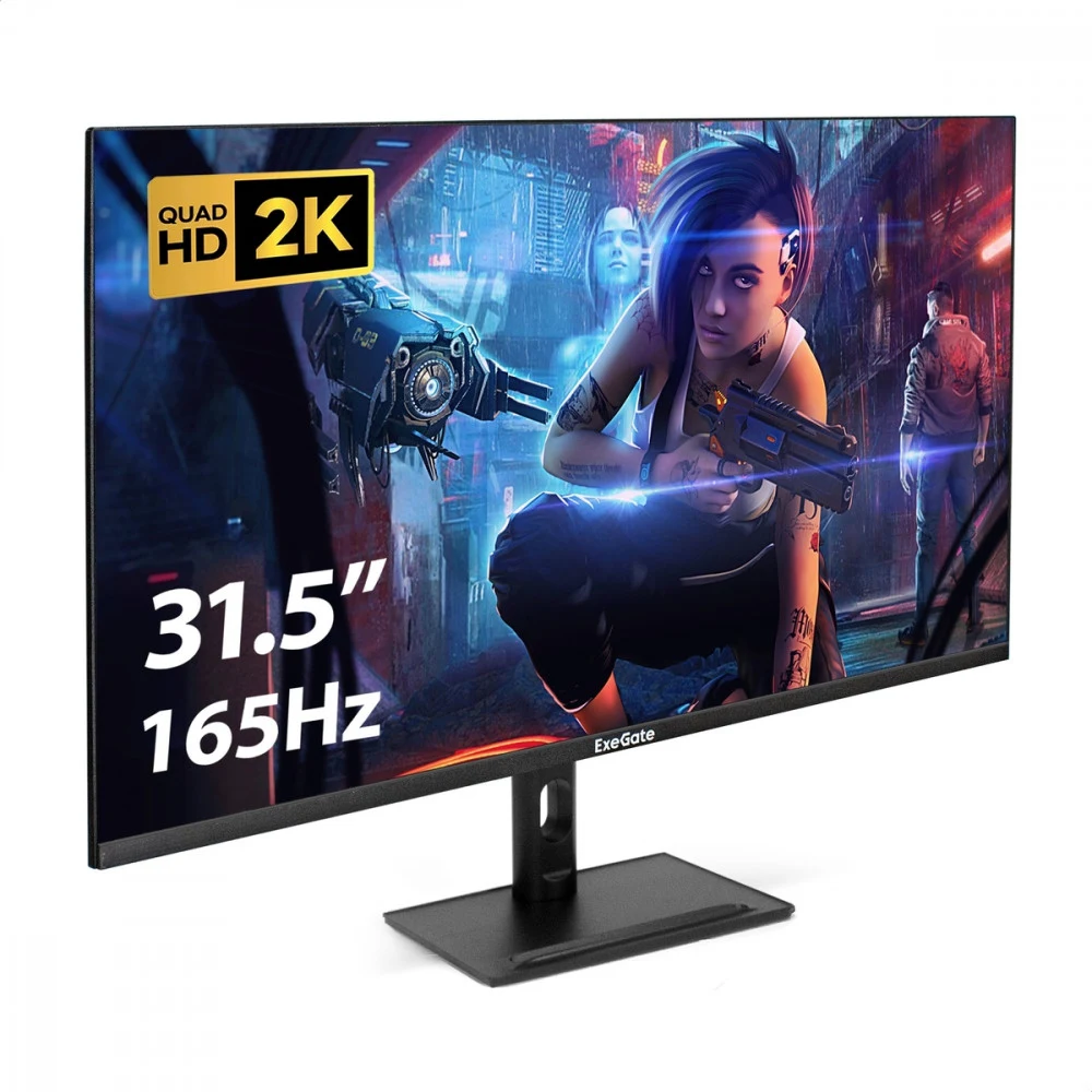 Монитор игровой с аудио 31.5" WQHD 165 Гц ExeGate Combat EG3207TA (IPS LED Grade A+, 2K, 2560x1440@165Гц (WQHD), 16:9, 300cd/m2, 1000:1, 178°/178°, 1ms, 2xHDMI2.0, DisplayPort, USB, audio-out, speak