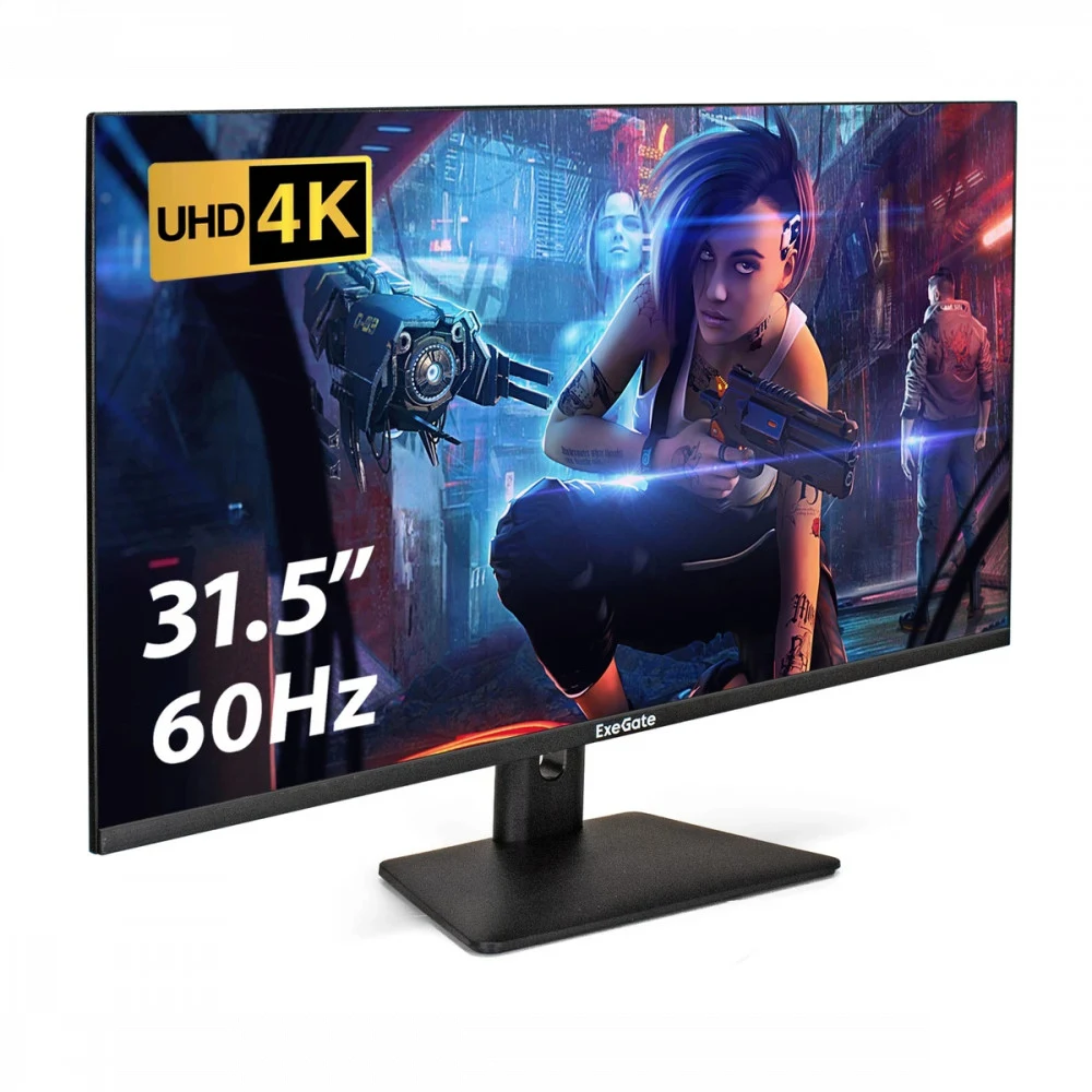 Монитор с аудио 31.5" UHD 4K ExeGate SmartView EF3200C (IPS LED Grade A+, 4K, 3840x2160@60Гц (UHD 4K), 16:9, 300cd/m2, 1000:1, 178°/178°, 5ms, 2xHDMI2.0, DisplayPort, USB, speakers, audio-out, Flick