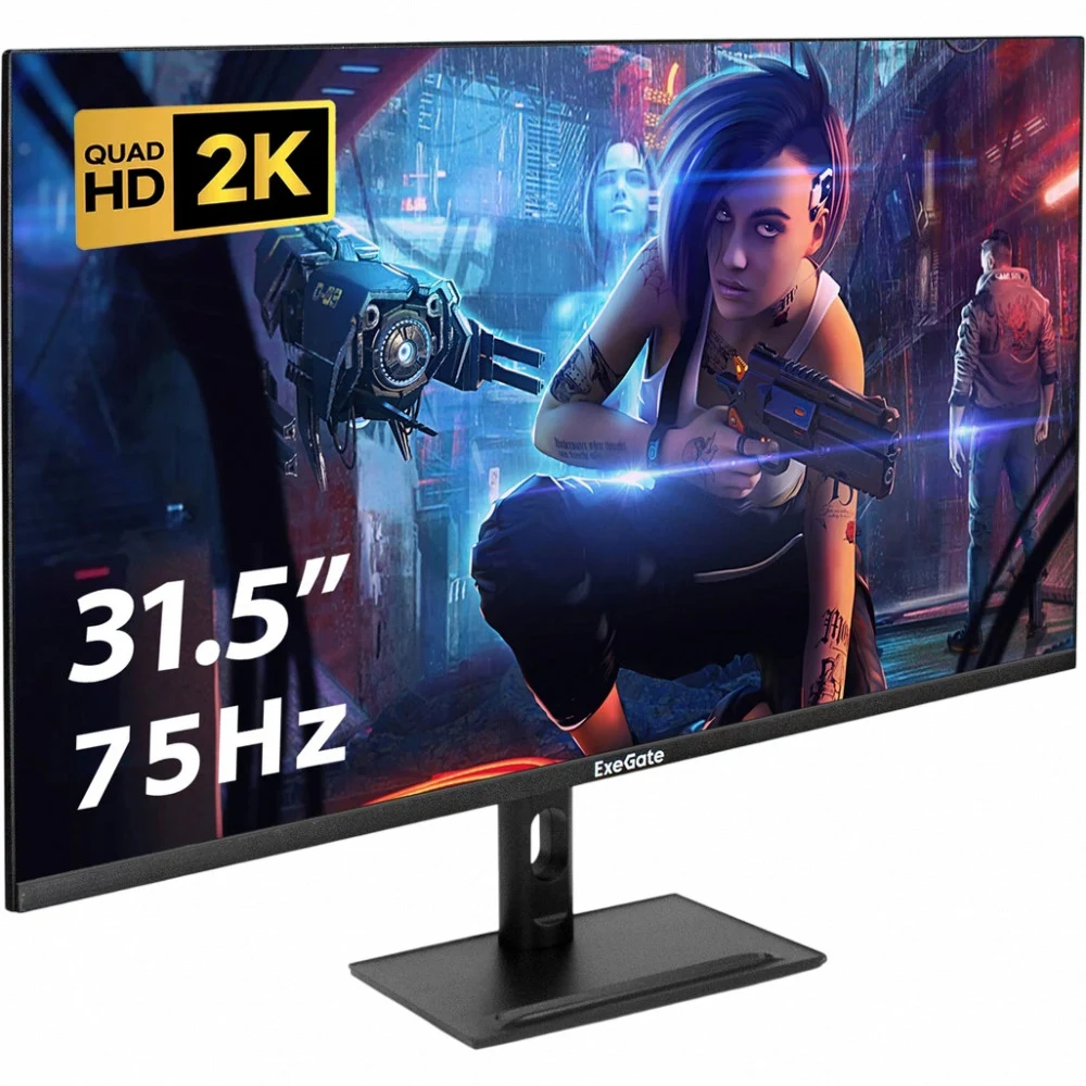 Монитор с аудио 31.5" WQHD ExeGate SmartView ES3207TA (IPS LED Grade A+, 2K, 2560x1440@75Гц (WQHD), 16:9, 250cd/m2, 1000:1, 178°/178°, 1ms, HDMI, DisplayPort, USB, audio-out, speakers, Flicker-free,