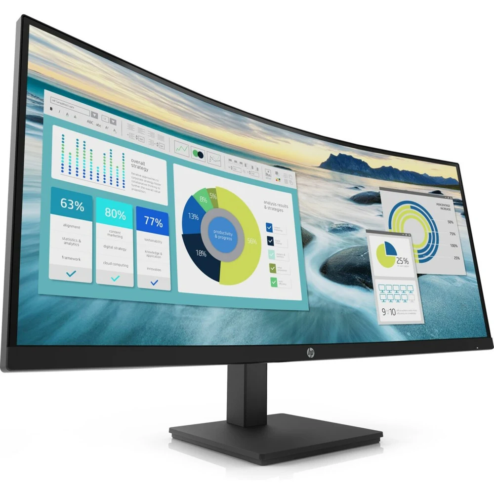 HP P34hc G4 34 Monitor Curved 3440x1440, 21:9, VA, 250 cd/m2, 3500:1, 5ms, HDMI, USB-C, USB, DisplayPort, Speakers, 50/60 Hz, Black (нет евровилки, опция)