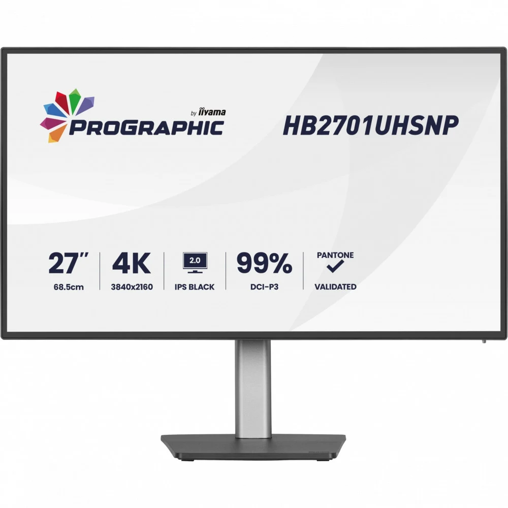Монитор, iiyama, ProGraphic HB2701UHSNP-B1, 27", 3840x2160, IPS, 16:9, 60 Гц, 450 кд/м, 4 мс, 3000:1, 178/178, HDMI*1, DP*1, USB-C*1, Черный