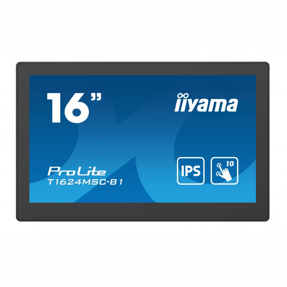 Монитор, iiyama, ProLite PLT1624M, T1624MSC-B1, 15.6", 1920 x 1080, IPS, 16:9, 60 Гц, 450 кд/м?, 25 мс, 16.7М, 800:1, 178/178, HDMI*1, USB*2, Mini jack, Регулировка наклона, Черный